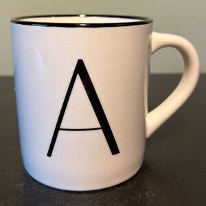 THRESHOLD Letter A Initial Monogram Stoneware Mug with Metallic Gold Highlights
